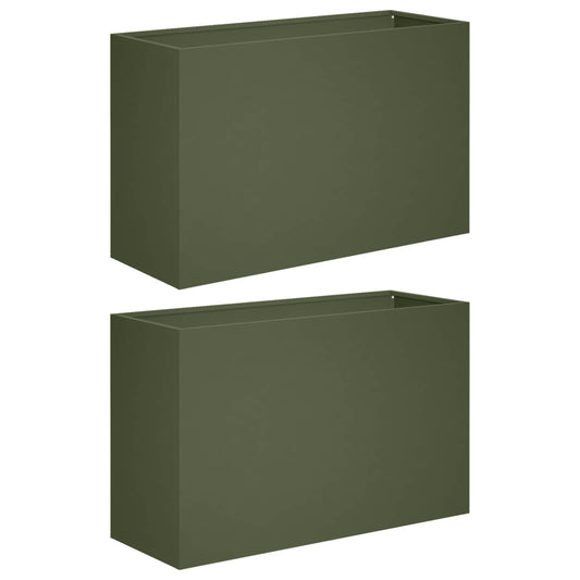 vidaXL Γλάστρα Κήπου 2 τμχ. Λαδί 80 x 40 x 50 cm Ψυχρής έλασης χάλυβας