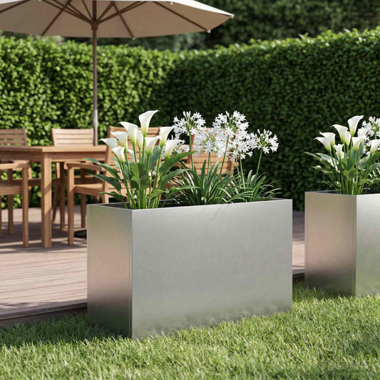 vidaXL Γλάστρα Κήπου Ασημί 80 x 40 x 50 cm Ανοξείδωτο Ατσάλι