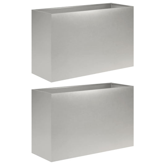vidaXL Γλάστρα Κήπου 2 τμχ. Ασημί 80 x 40 x 50 cm Ανοξείδωτο Ατσάλι