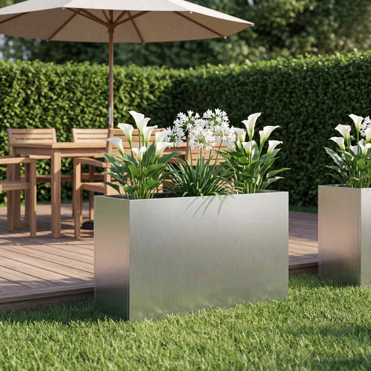 vidaXL Γλάστρα Κήπου Ασημί 80 x 40 x 50 cm Γαλβανισμένος Χάλυβας