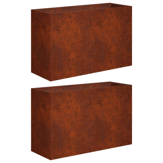 vidaXL Γλάστρα Κήπου 2 τμχ. Σκ rusty 80 x 40 x 50 cm