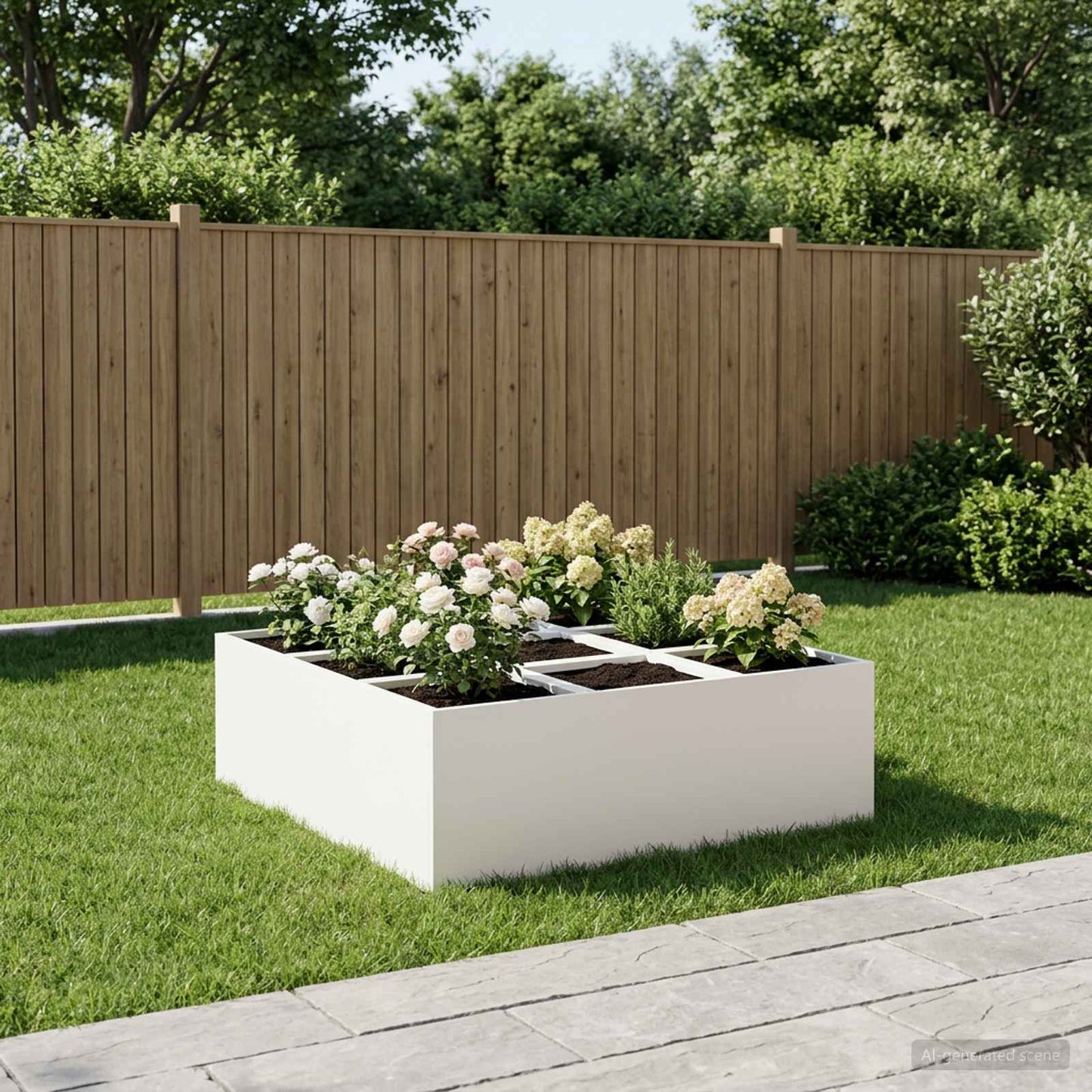 vidaXL Γλάστρα Κήπου Λευκό 100 x 100 x 20 cm Ψυχρής έλασης χάλυβας