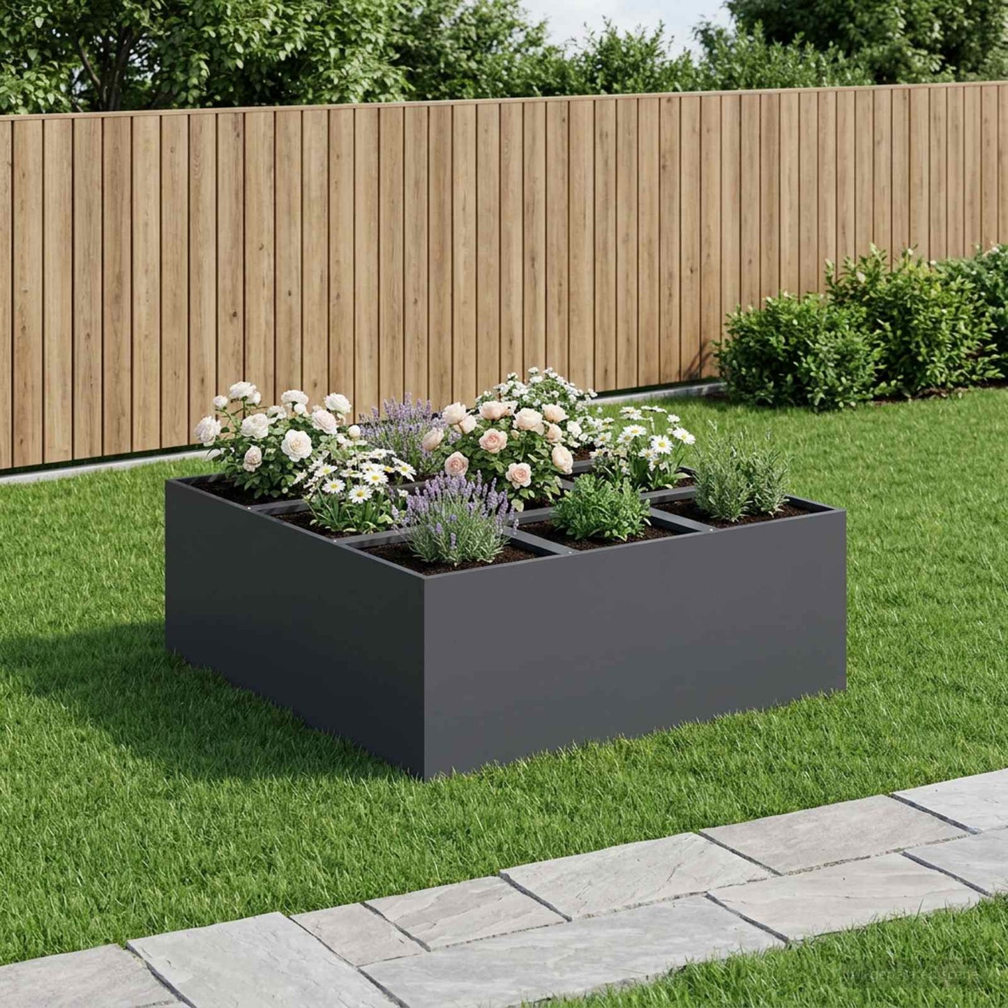 vidaXL Γλάστρα Κήπου Ανθρακί 100 x 100 x 20 cm Ψυχρής έλασης χάλυβας