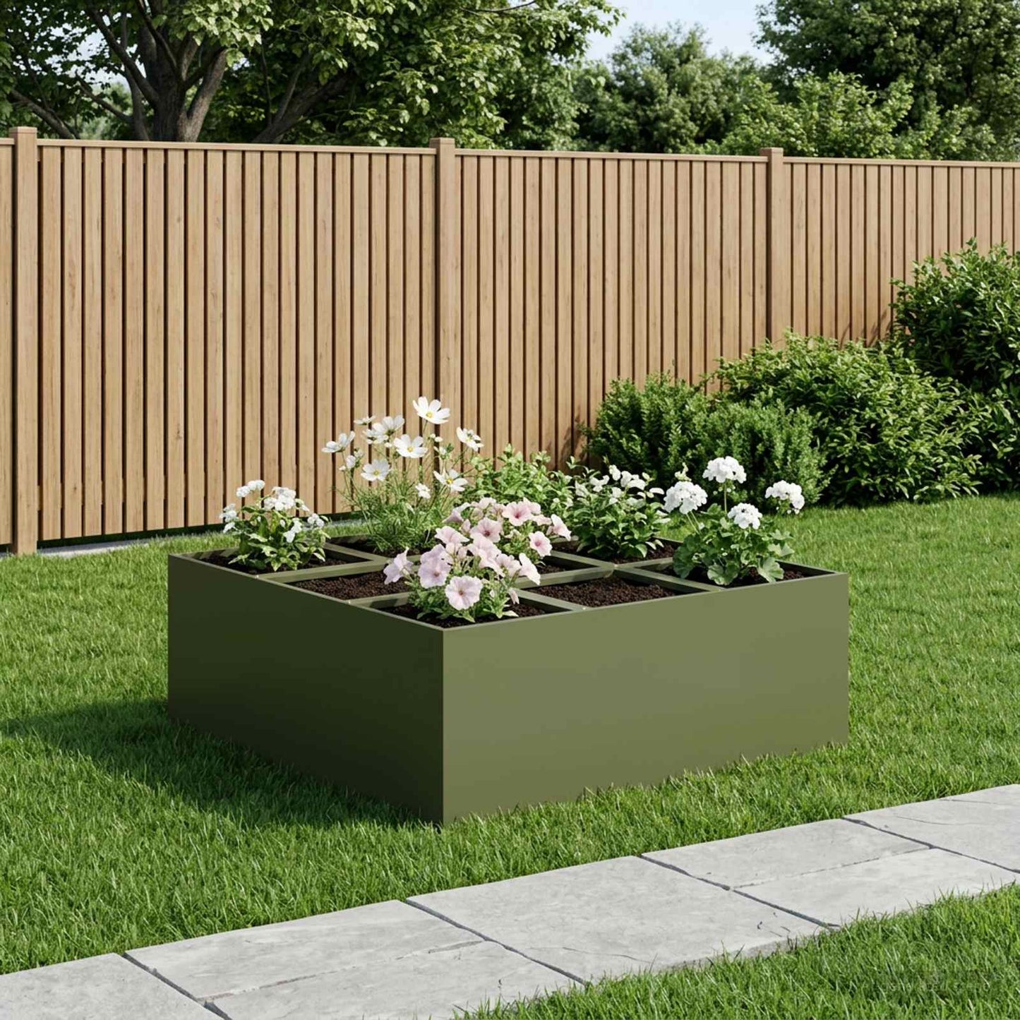 vidaXL Γλάστρα Κήπου Λαδί 100 x 100 x 20 cm Ψυχρής έλασης χάλυβας