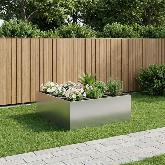 vidaXL Γλάστρα Κήπου Ασημί 100 x 100 x 30 cm Γαλβανισμένος Χάλυβας