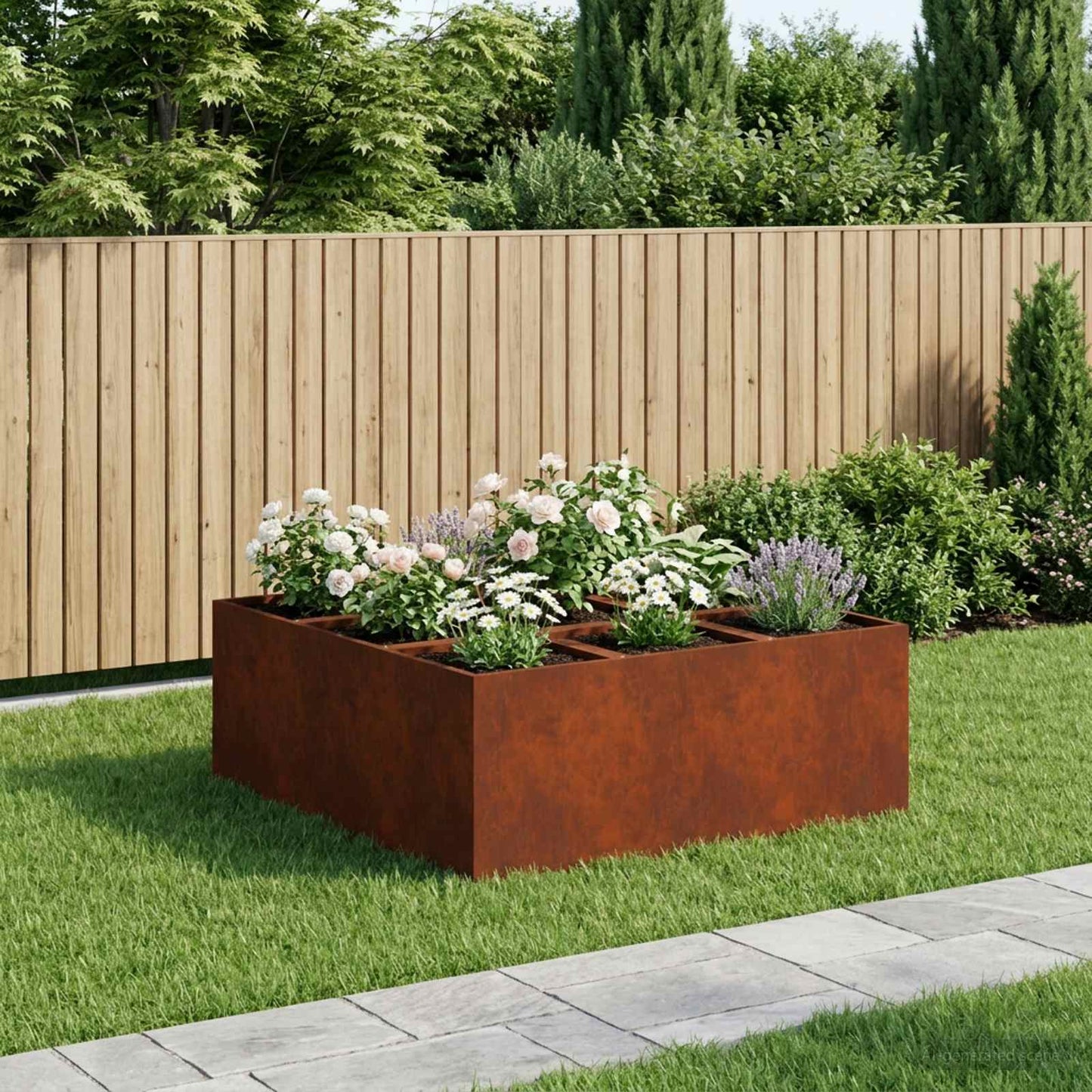 vidaXL Γλάστρα Κήπου Σκ rusty 100 x 100 x 30 cm