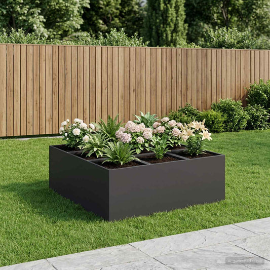 vidaXL Γλάστρα Κήπου Μαύρο 100 x 100 x 40 cm Ψυχρής έλασης χάλυβας