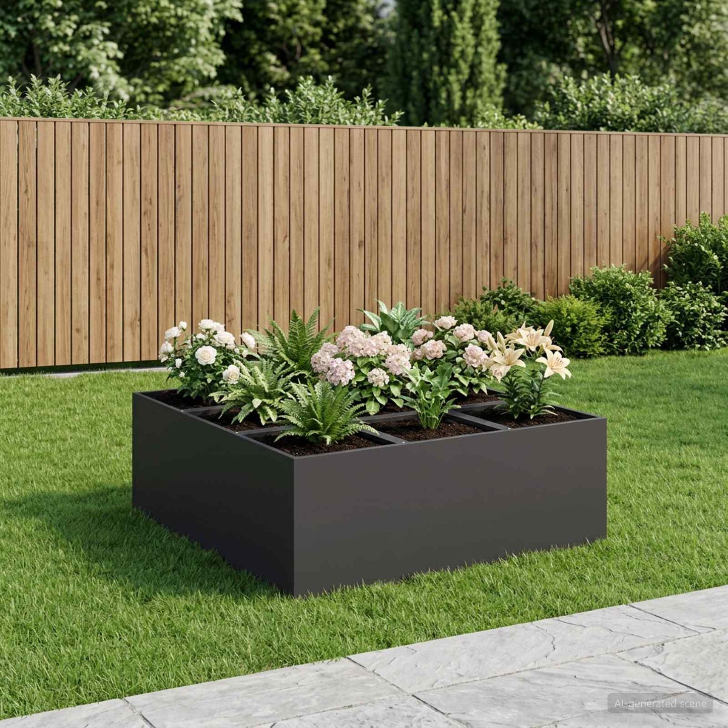 vidaXL Γλάστρα Κήπου Μαύρο 100 x 100 x 50 cm Ψυχρής έλασης χάλυβας