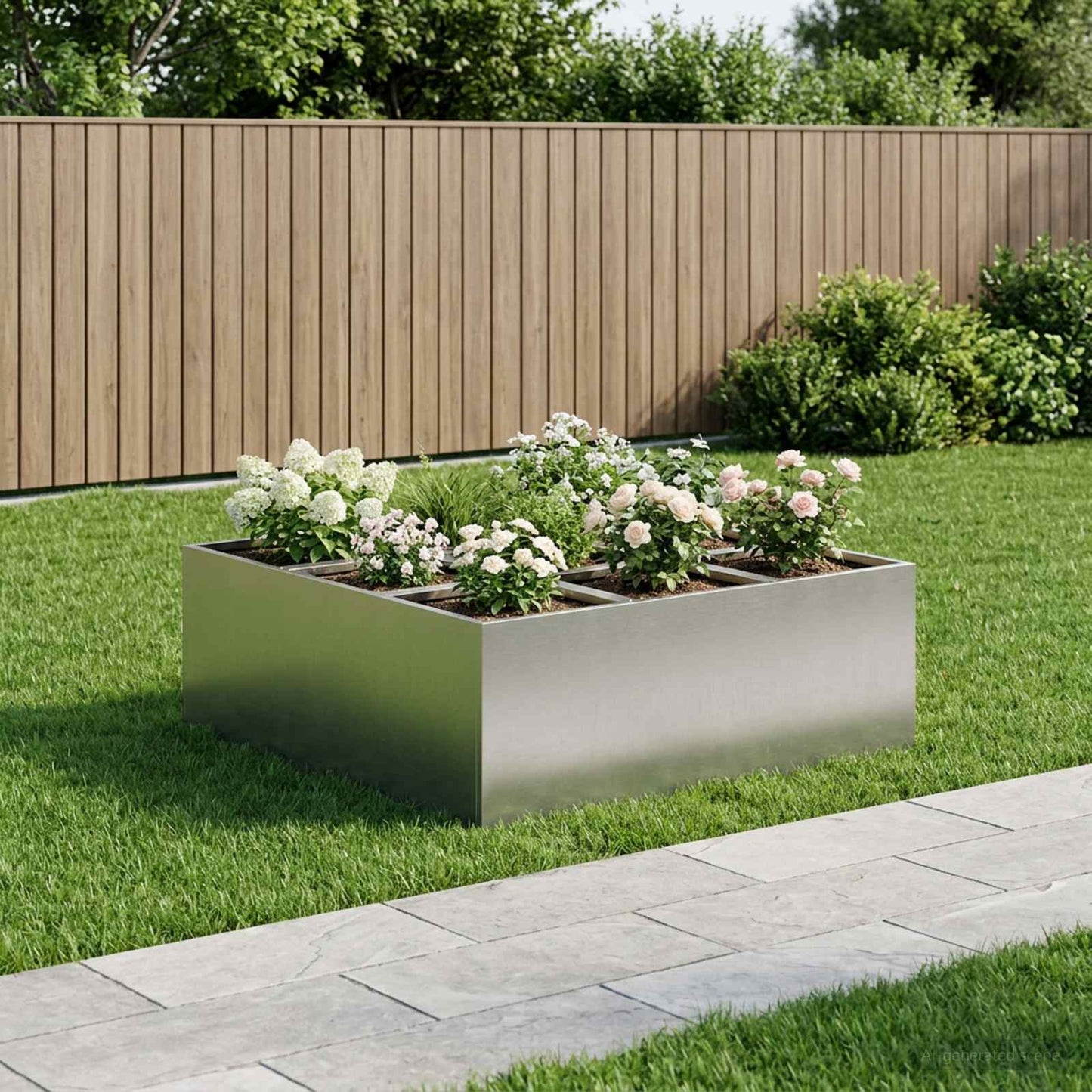 vidaXL Γλάστρα Κήπου Ασημί 100 x 100 x 50 cm Ανοξείδωτο Ατσάλι