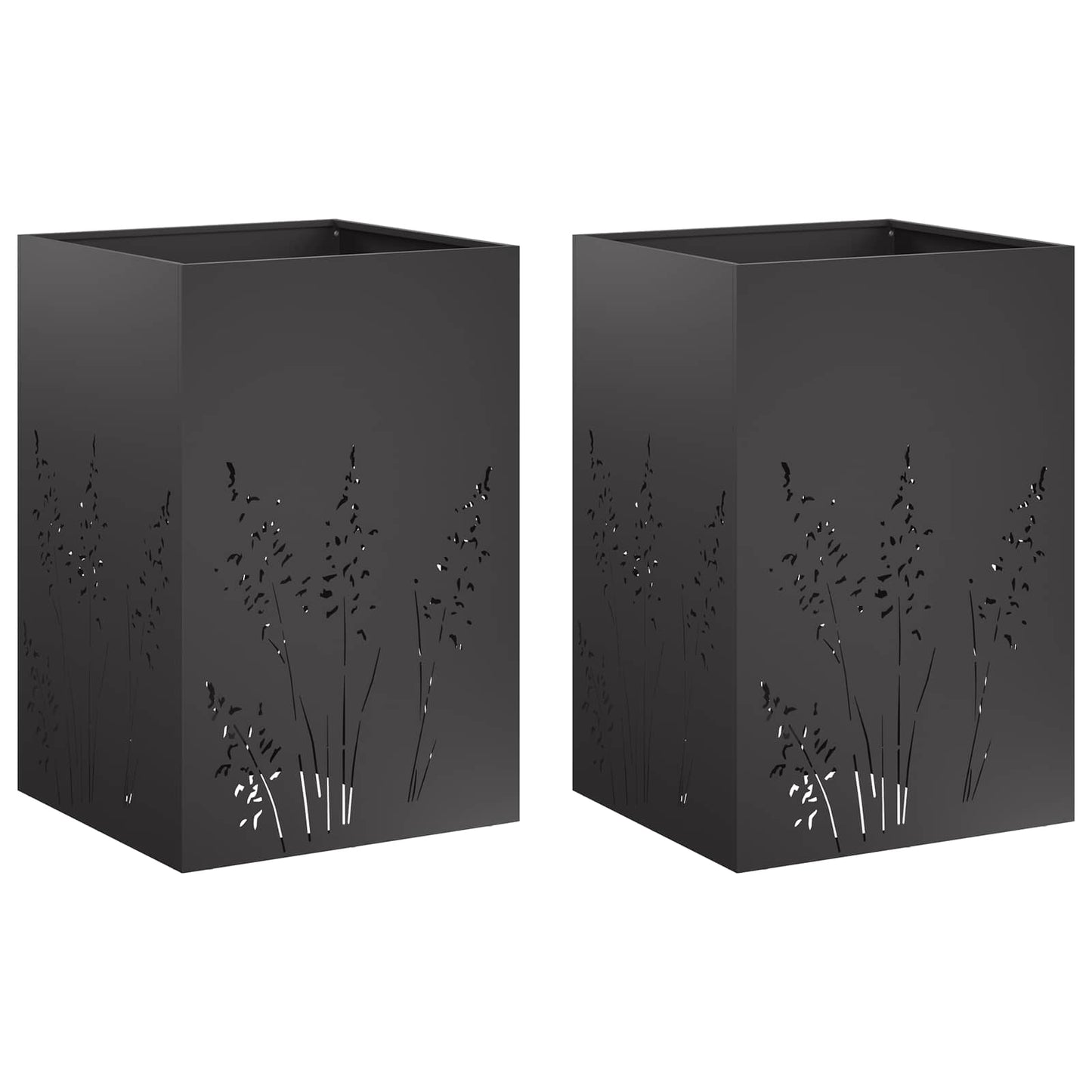 vidaXL Γλάστρα Κήπου 2 τμχ. Μαύρο 50 x 50 x 75 cm