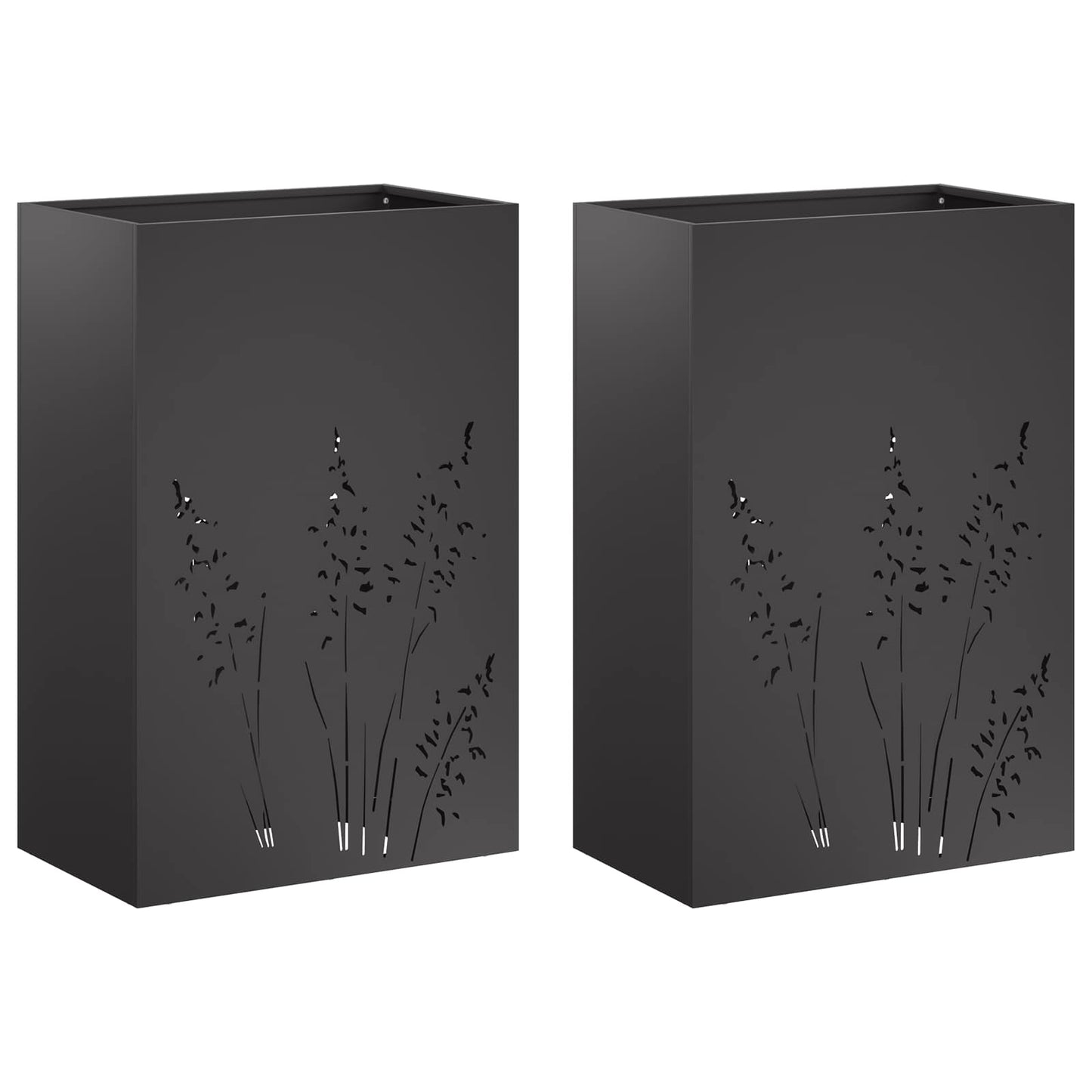 vidaXL Γλάστρα Κήπου 2 τμχ. Μαύρο 50 x 30 x 75 εκ