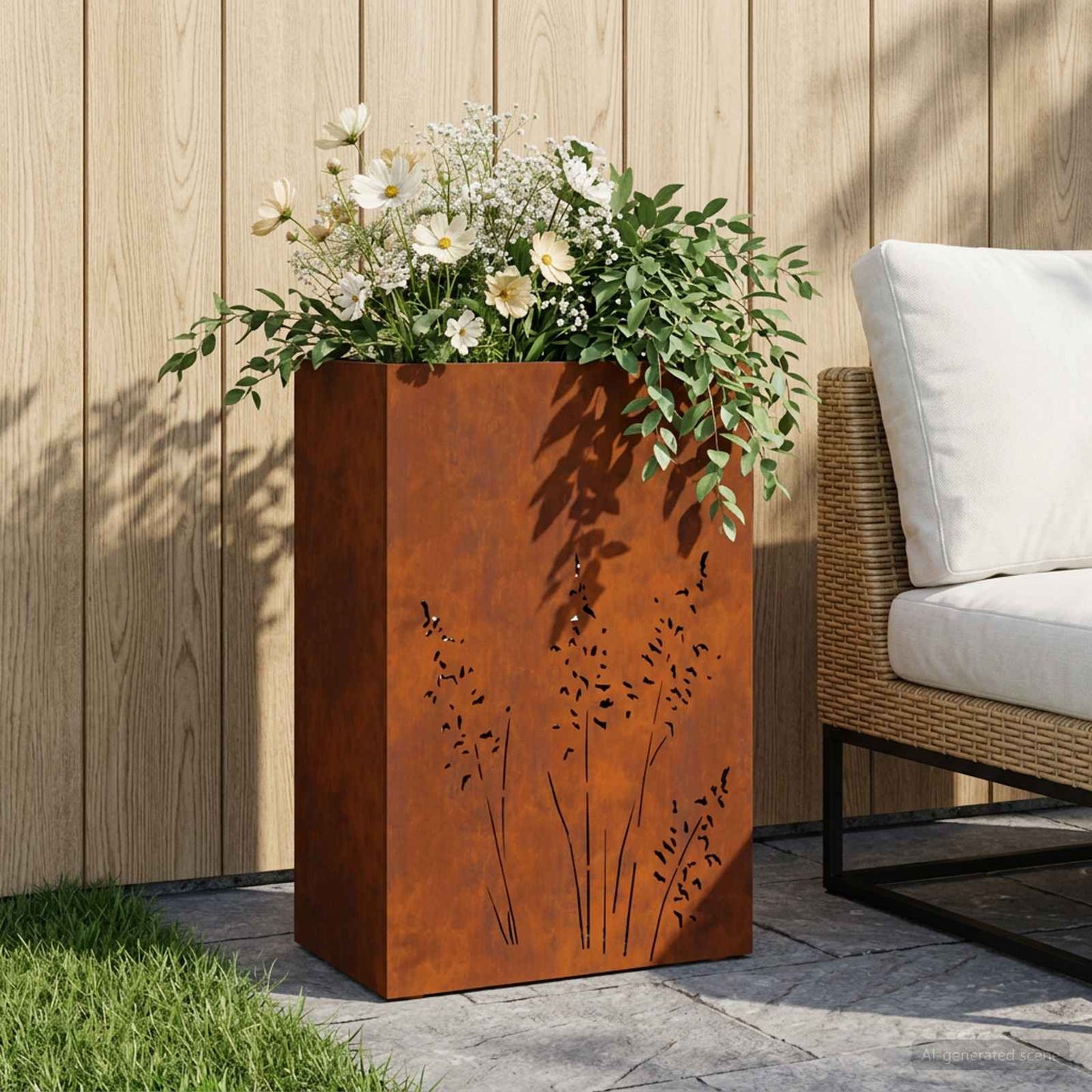 vidaXL Γλάστρα Κήπου Σκ rusty 50 x 30 x 75 εκ
