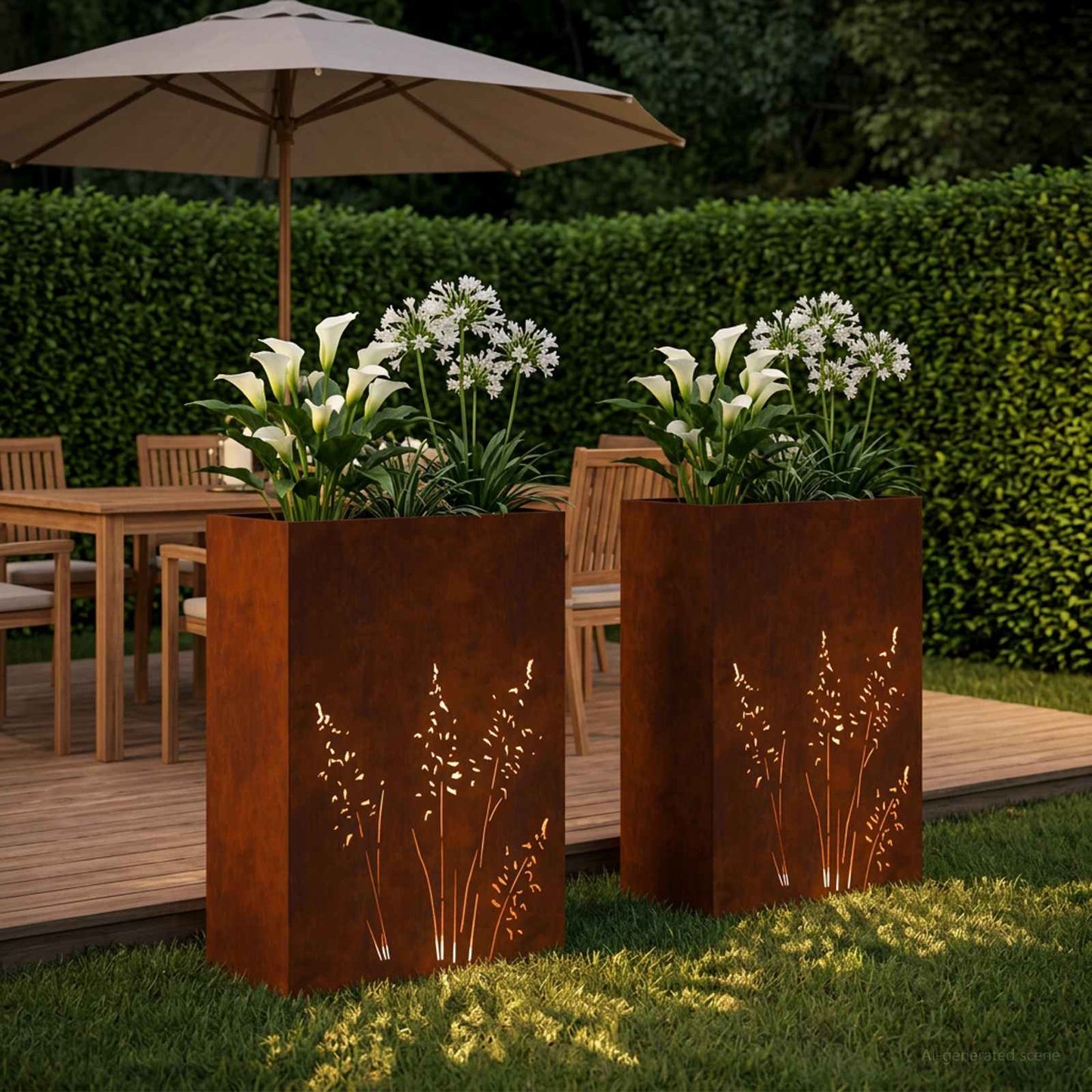 vidaXL Γλάστρα Κήπου 2 τμχ. Σκ rusty 50 x 30 x 75 εκ