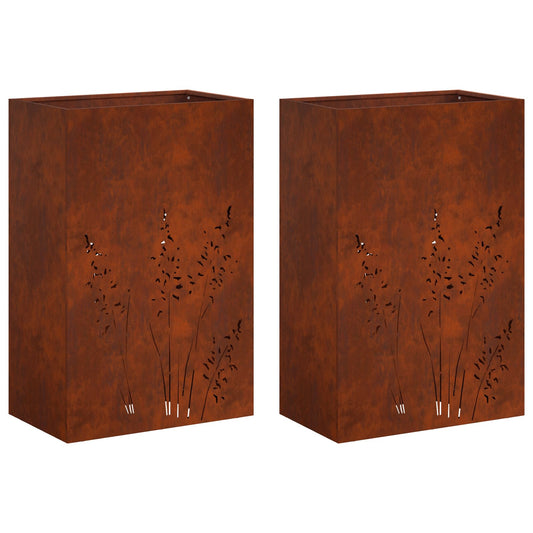vidaXL Γλάστρα Κήπου 2 τμχ. Σκ rusty 50 x 30 x 75 εκ