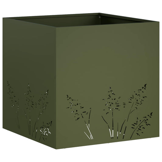 vidaXL Γλάστρα Κήπου Λαδί 50 x 50 x 49 cm Ψυχρής έλασης χάλυβας