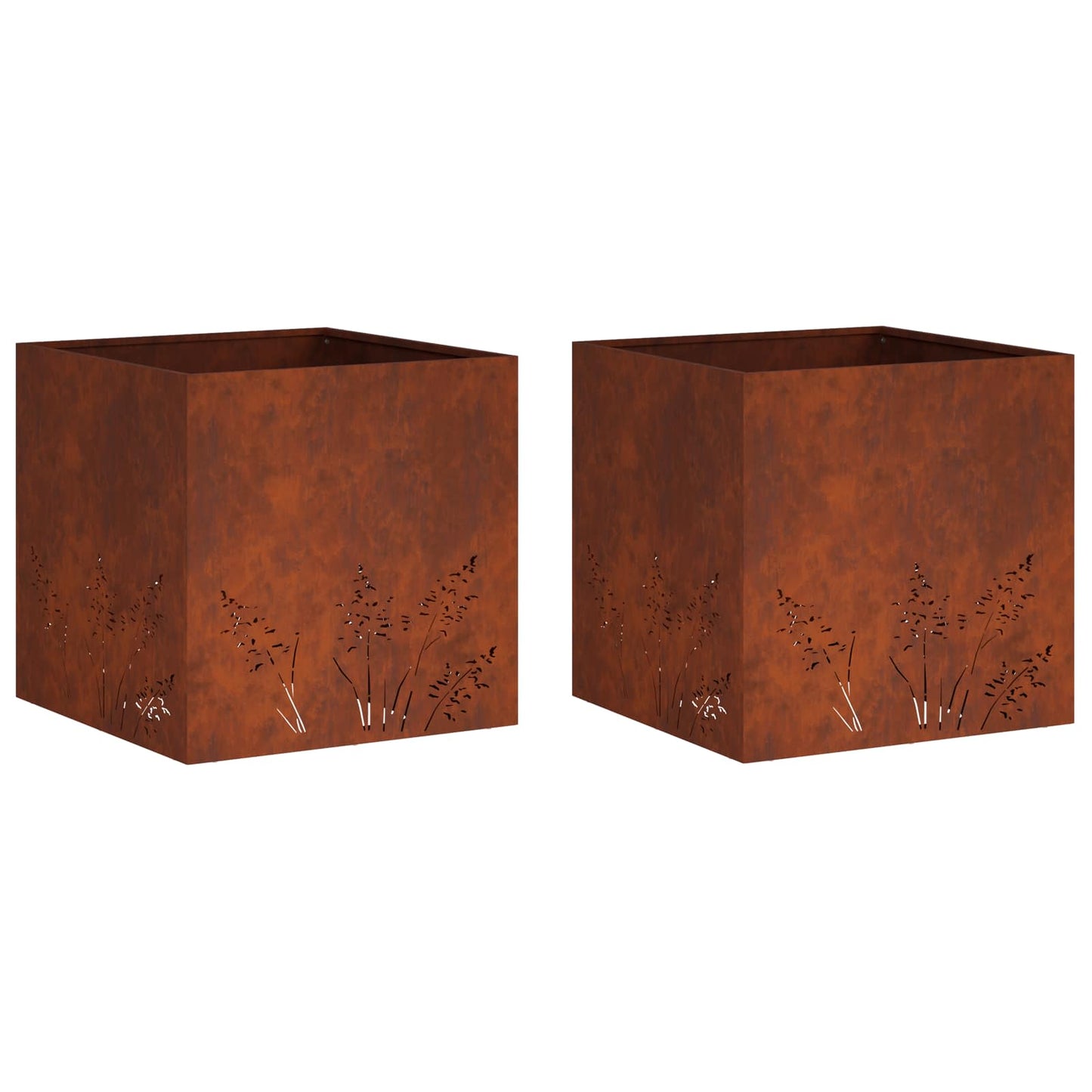 vidaXL Γλάστρα Κήπου 2 τμχ. Σκ rusty 50 x 50 x 49 cm