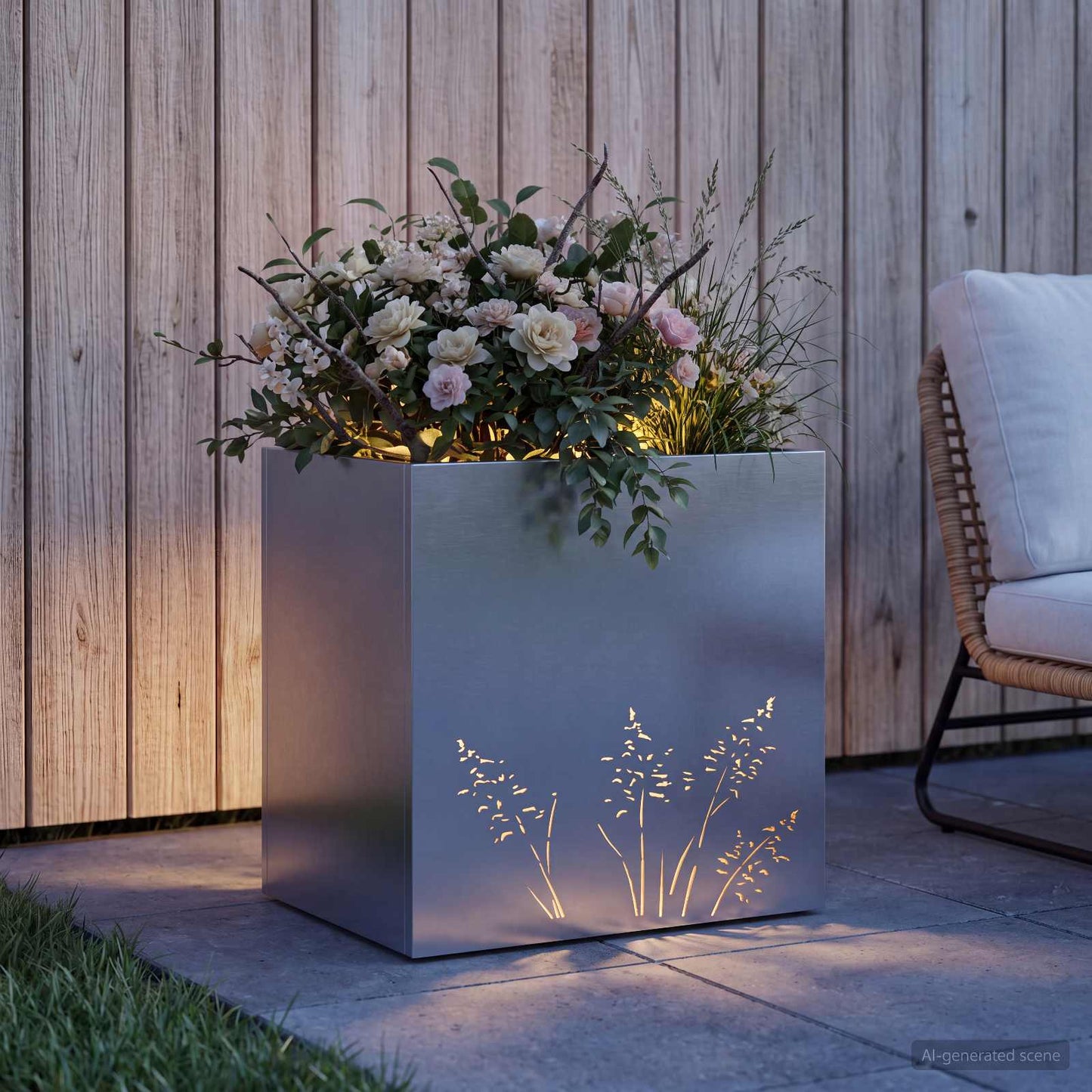 vidaXL Γλάστρα Κήπου Ασημί 50 x 30 x 49 εκ Γαλβανισμένος Χάλυβας