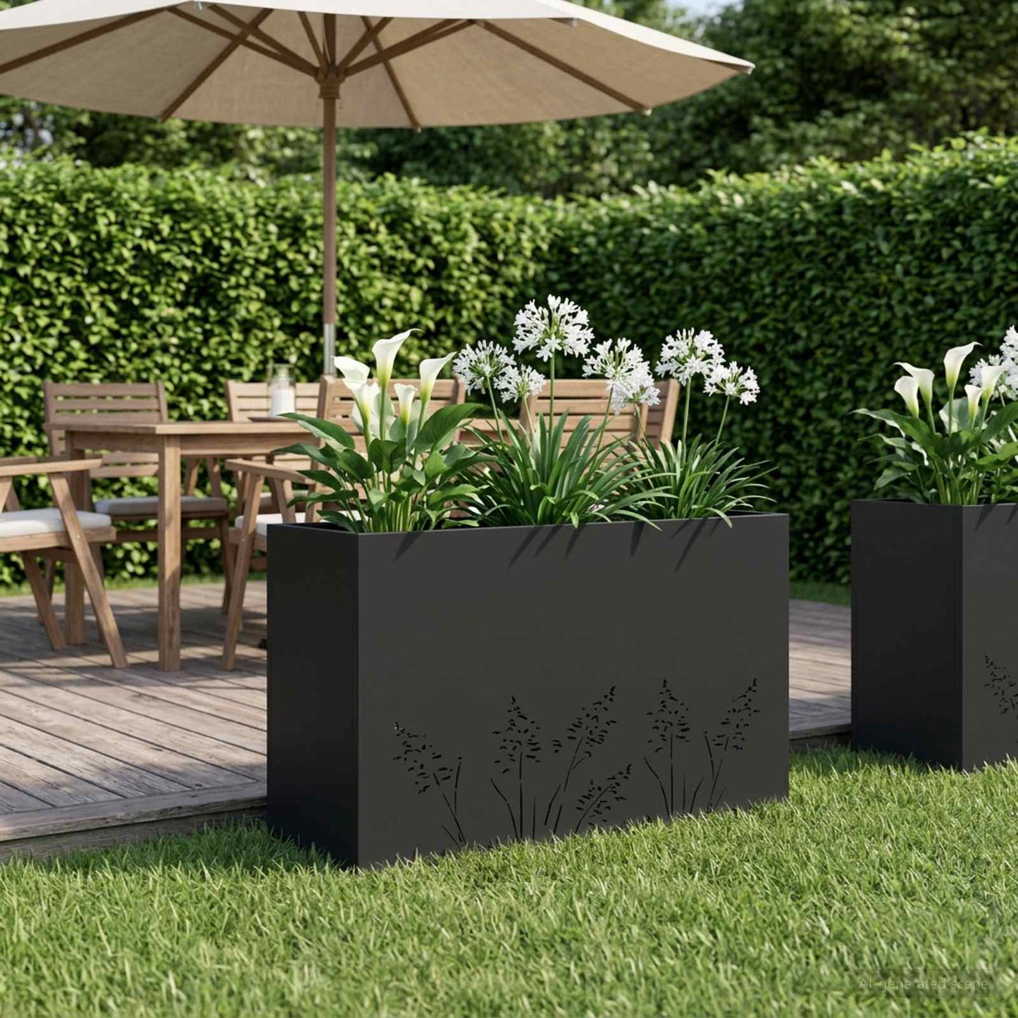 vidaXL Γλάστρα Κήπου Μαύρο 80 x 20 x 49 εκ Ψυχρής έλασης χάλυβας