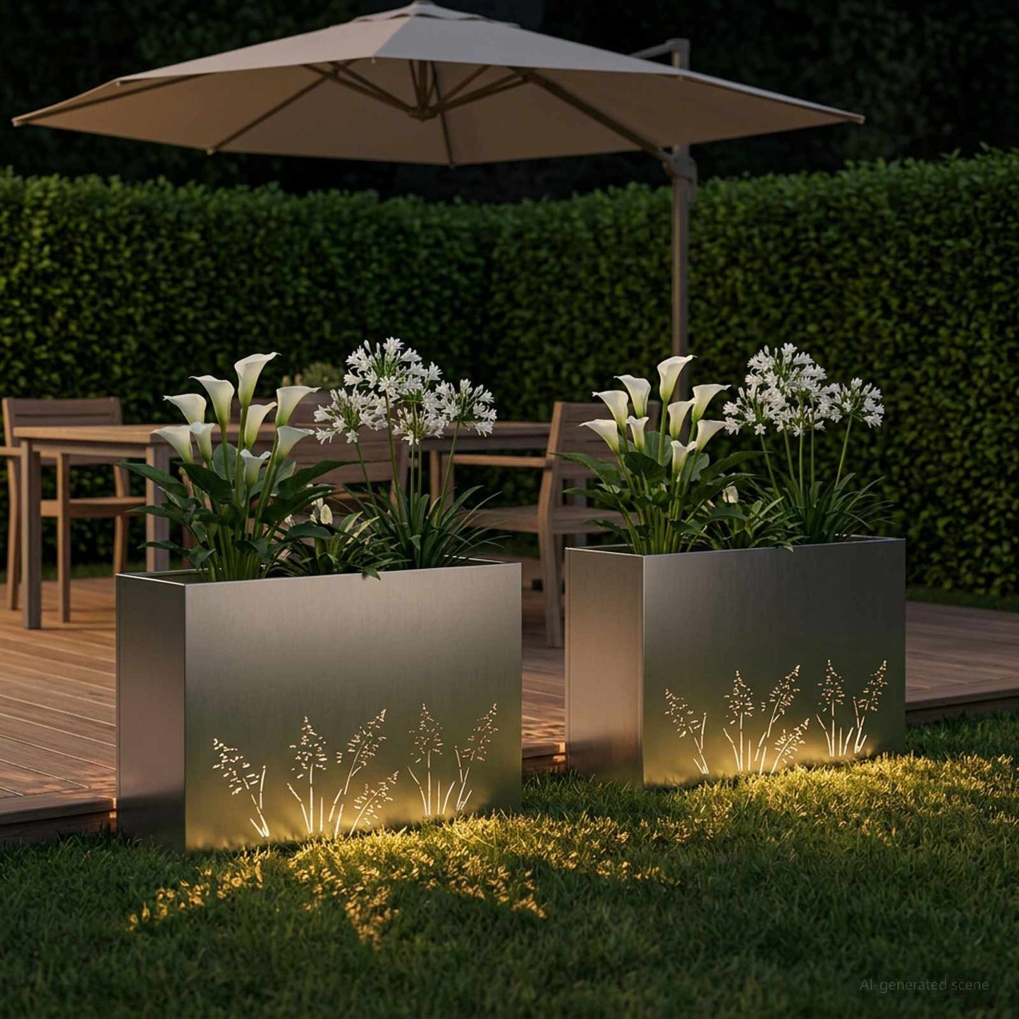 vidaXL Γλάστρα Κήπου 2 τμχ. Ασημί 80 x 20 x 49 εκ Ανοξείδωτο Ατσάλι