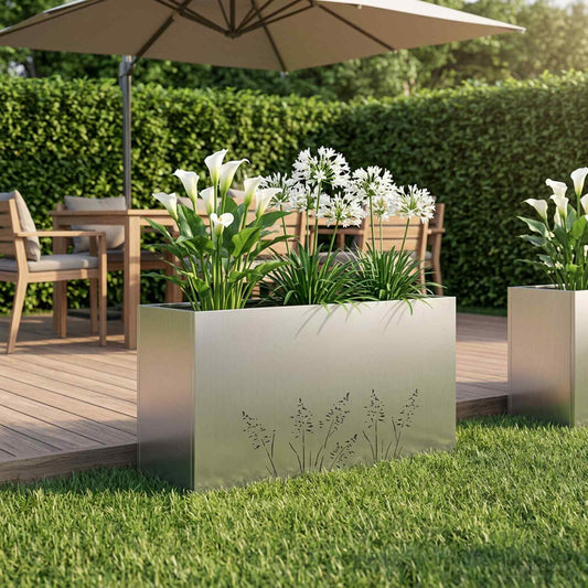 vidaXL Γλάστρα Κήπου Ασημί 100 x 20 x 49 εκ Γαλβανισμένος Χάλυβας
