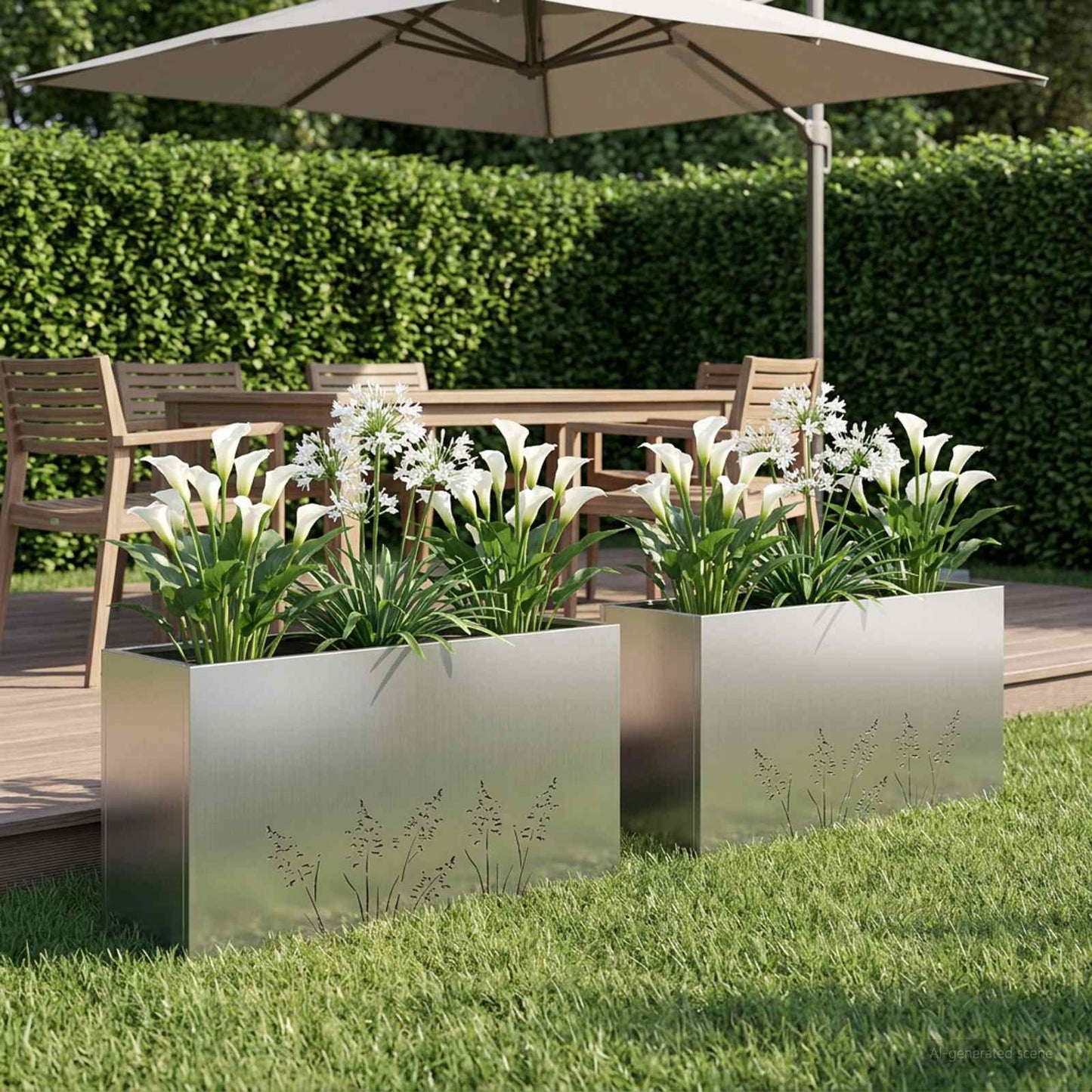 vidaXL Γλάστρα Κήπου 2 τμχ. Ασημί 100 x 20 x 49 εκ