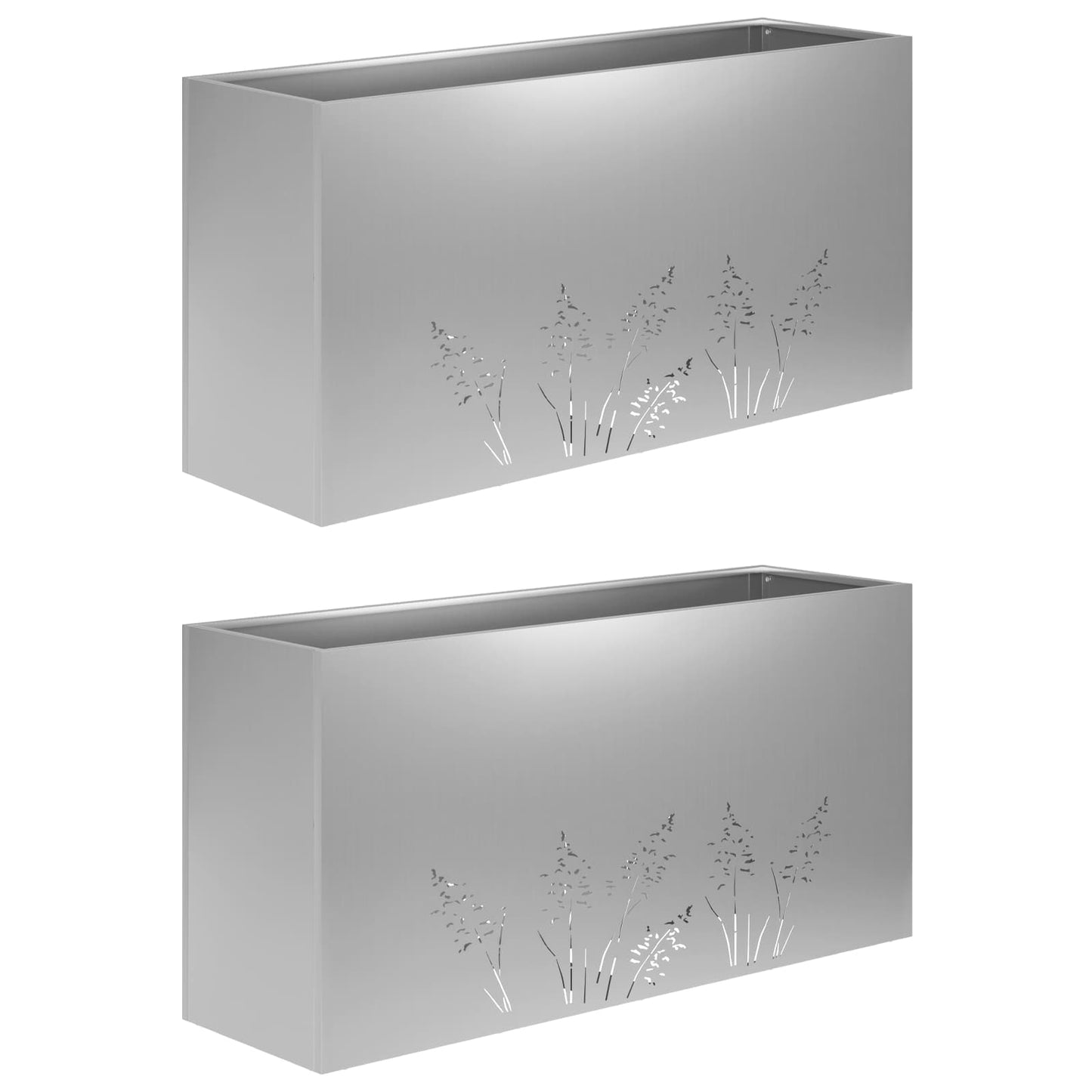 vidaXL Γλάστρα Κήπου 2 τμχ. Ασημί 100 x 20 x 49 εκ