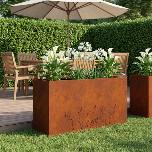 vidaXL Γλάστρα Κήπου Σκ rusty 100 x 20 x 49 εκ