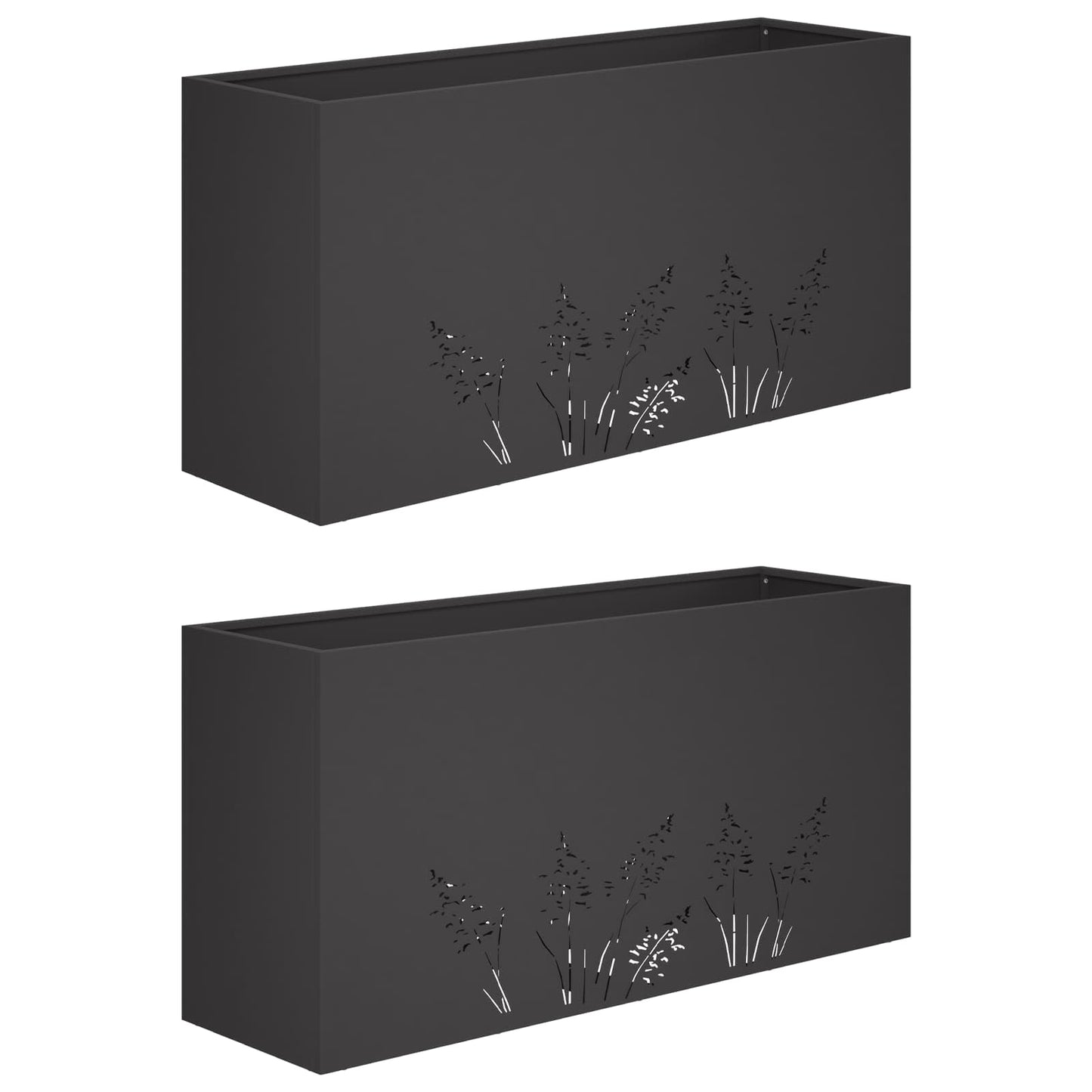 vidaXL Γλάστρα Κήπου 2 τμχ. Μαύρο 100 x 30 x 49 εκ