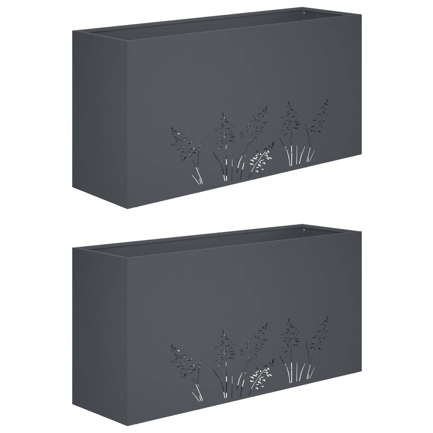 vidaXL Γλάστρα Κήπου 2 τμχ. Ανθρακί 100 x 30 x 49 εκ