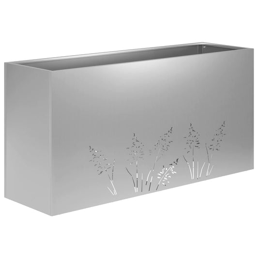 vidaXL Γλάστρα Κήπου Ασημί 100 x 30 x 49 εκ Γαλβανισμένος Χάλυβας