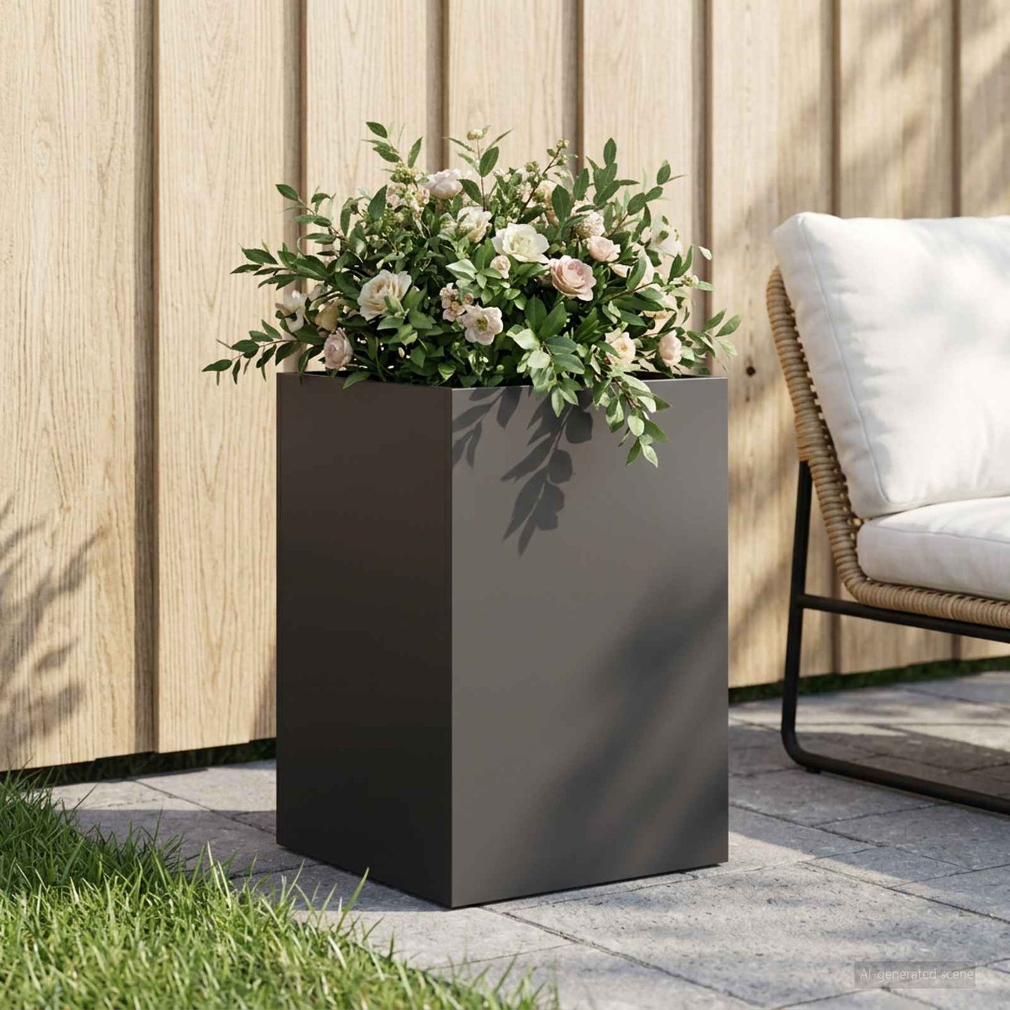 vidaXL Γλάστρα Κήπου Μαύρο 40 x 40 x 60 cm Ψυχρής έλασης χάλυβας