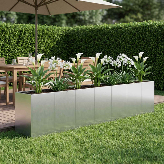 vidaXL Γλάστρα Κήπου Ασημί 280 x 40 x 60 εκ Γαλβανισμένος Χάλυβας