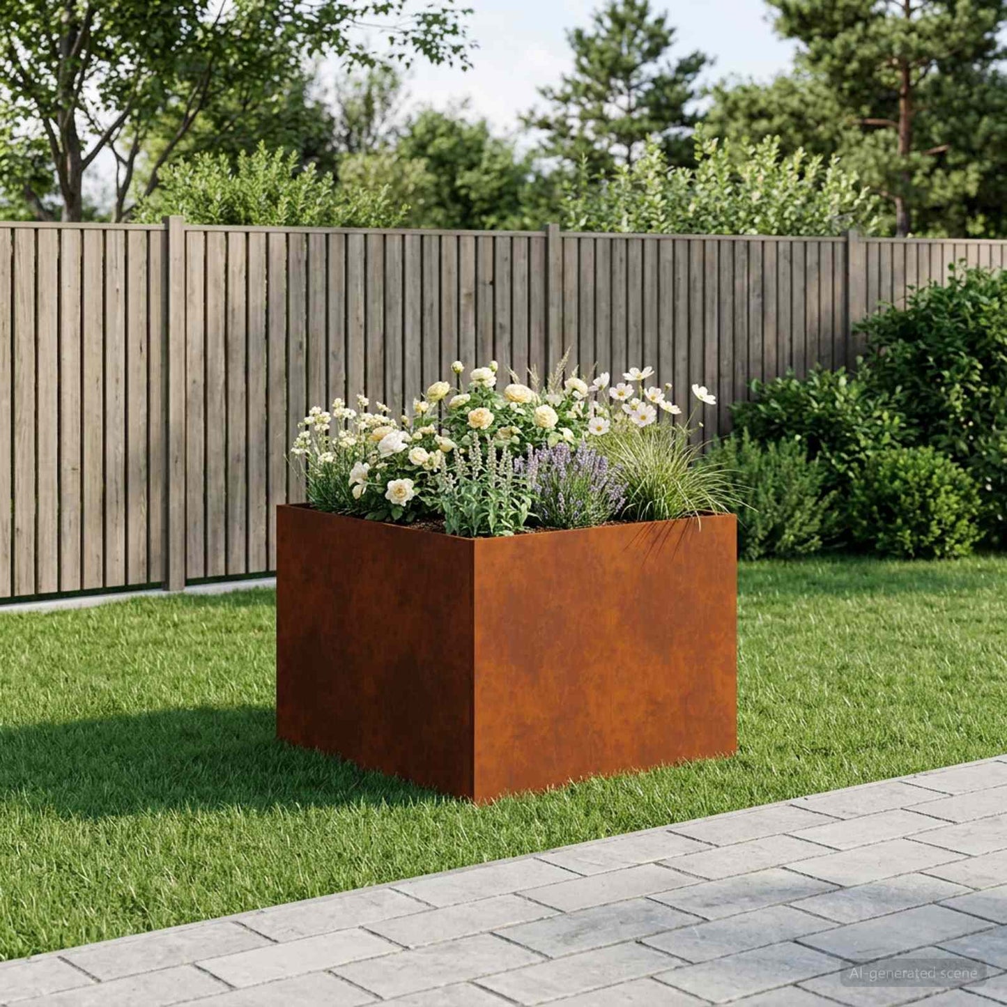 vidaXL Γλάστρα Κήπου Σκ rusty 80 x 80 x 60 εκ.