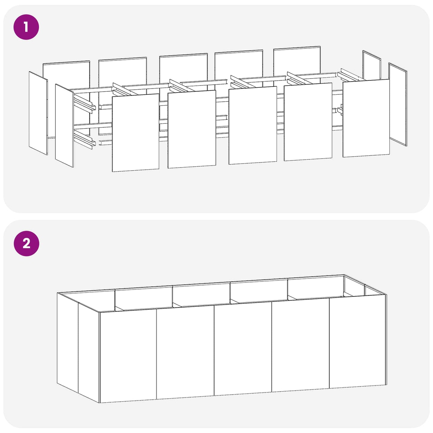 vidaXL Γλάστρα Κήπου Λευκό 200 x 80 x 60 εκ Ψυχρής έλασης χάλυβας