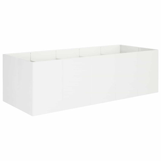vidaXL Γλάστρα Κήπου Λευκό 200 x 80 x 60 εκ Ψυχρής έλασης χάλυβας