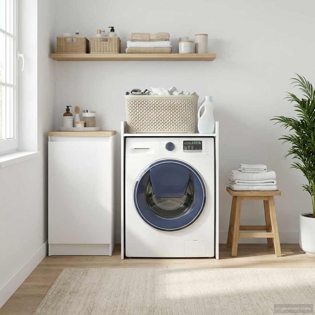 vidaXL Ντουλάπα Πλυντηρίου Λευκό 67,5 x 48 x 97 εκ Επεξεργασμένο ξύλο