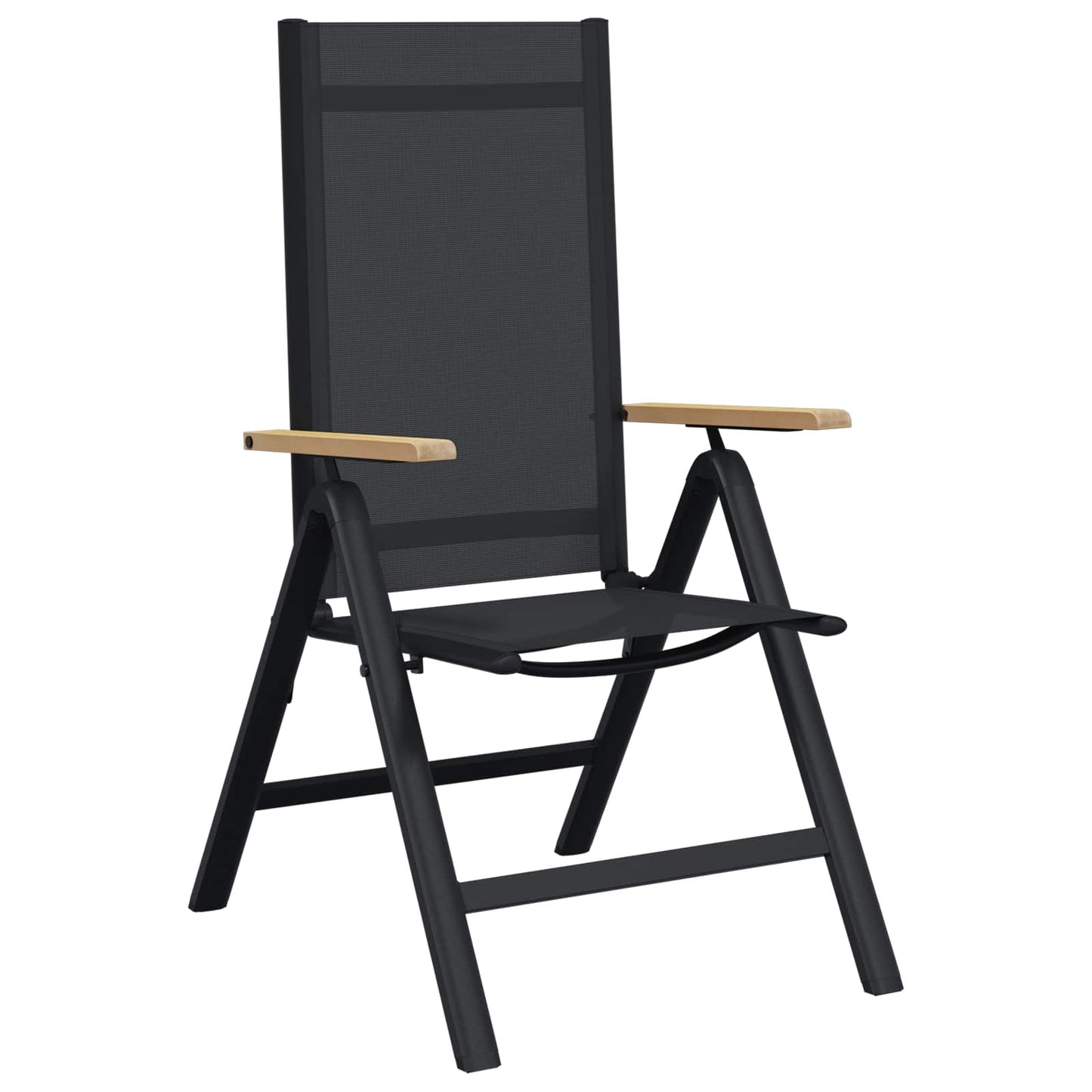 vidaXL Ανακλινόμενες καρέκλες κήπου 2 pcs Μαύρο 58 x 73 x 111,5 εκ.