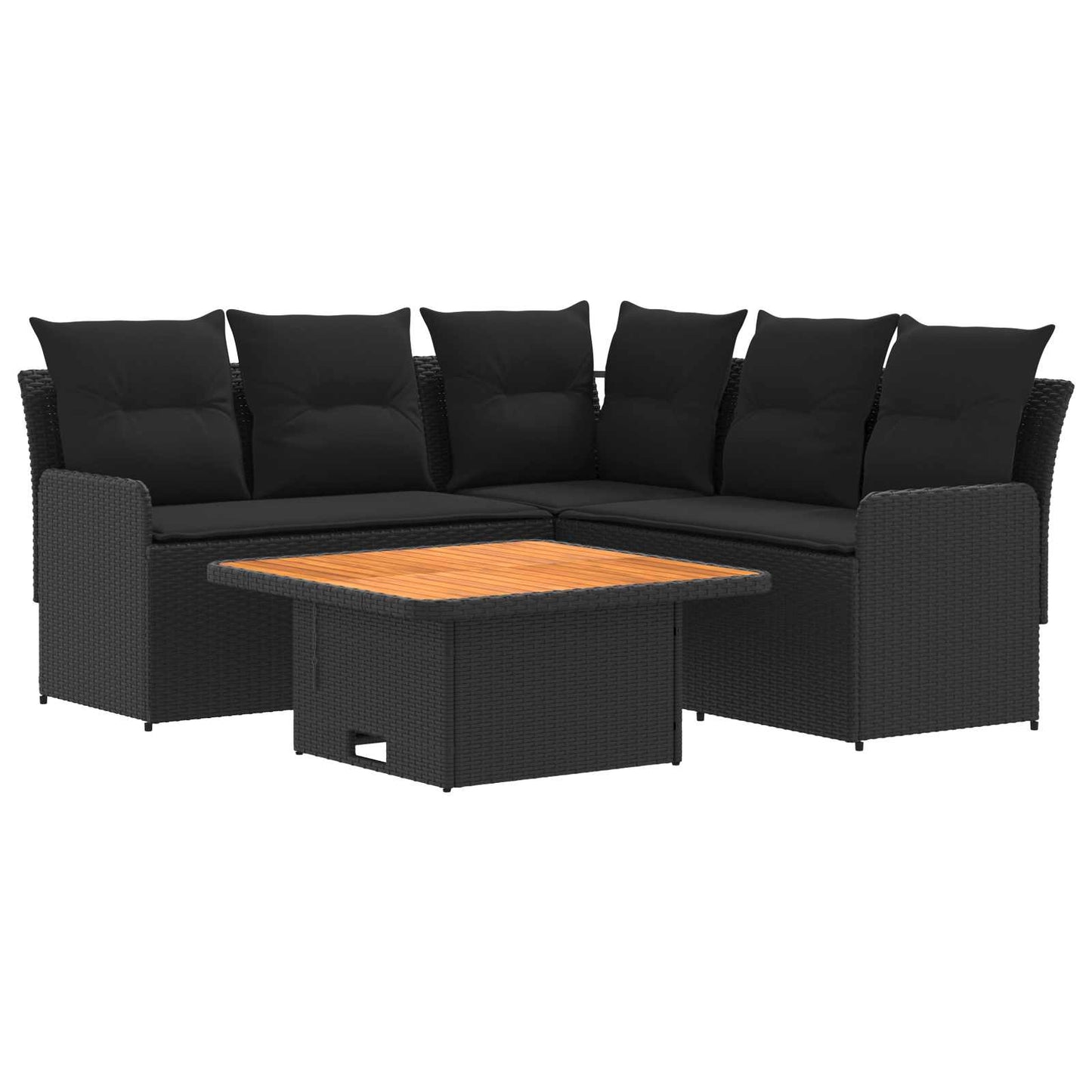 vidaXL Σύνολα επίπλων με μαξιλάρι 4 pcs Μαύρο Ράτα PE
