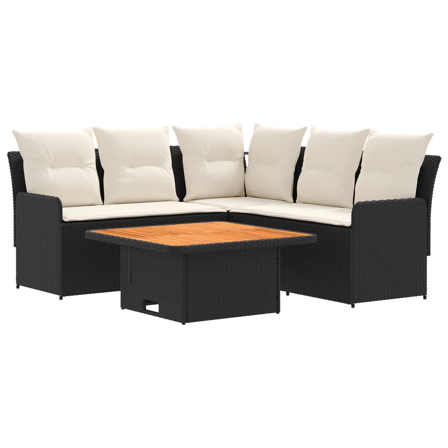 vidaXL Σύνολα επίπλων με μαξιλάρι 4 pcs Μαύρο και Κρέμα Ράτα PE