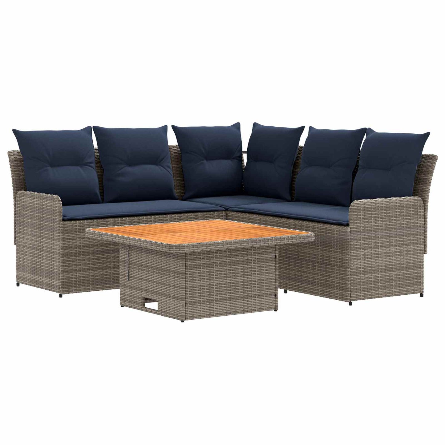 vidaXL Σύνολα επίπλων με μαξιλάρι 4 pcs Γκρι και Navy Blue Ράτα PE