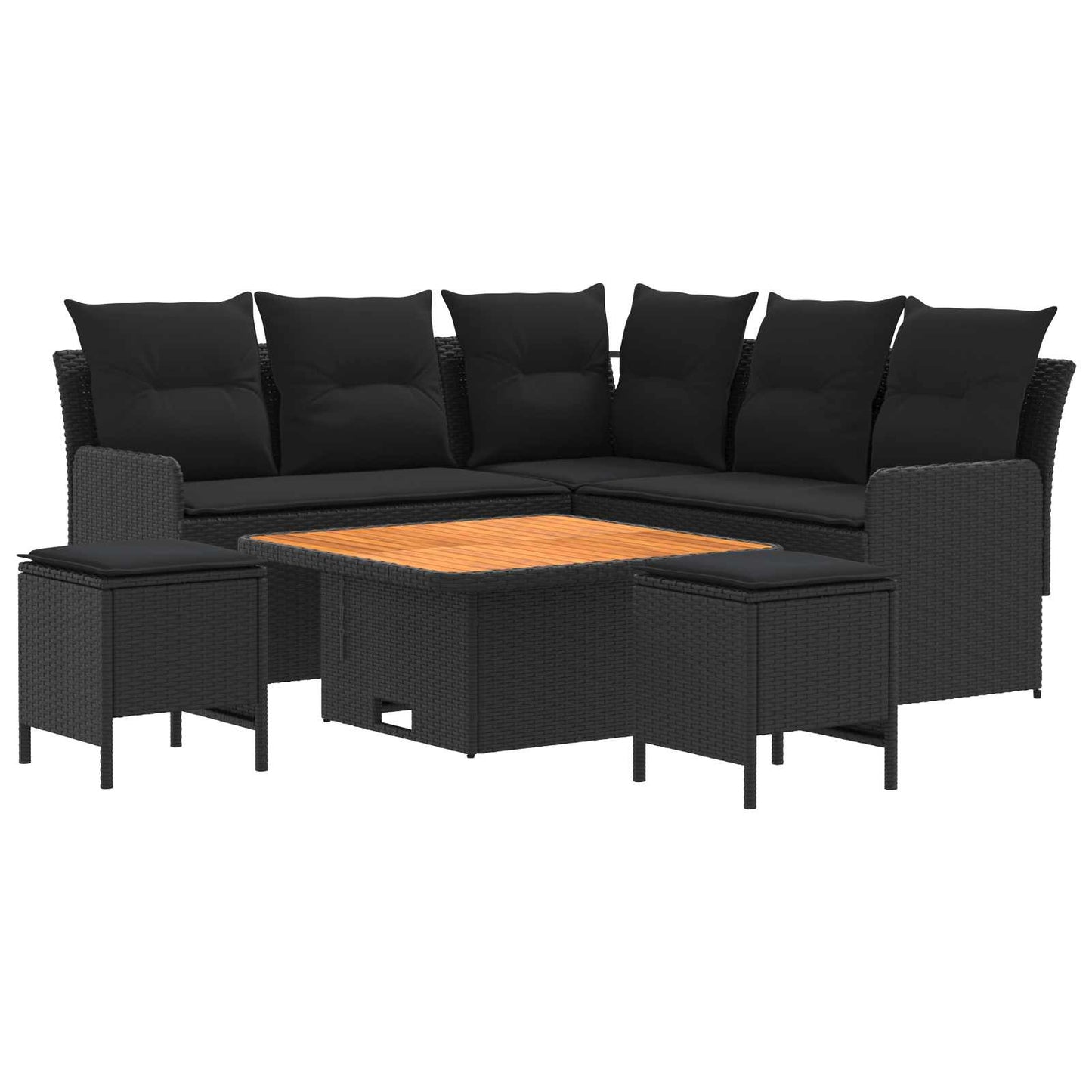 vidaXL Σύνολα επίπλων με μαξιλάρι 6 pcs Μαύρο Ράτα PE