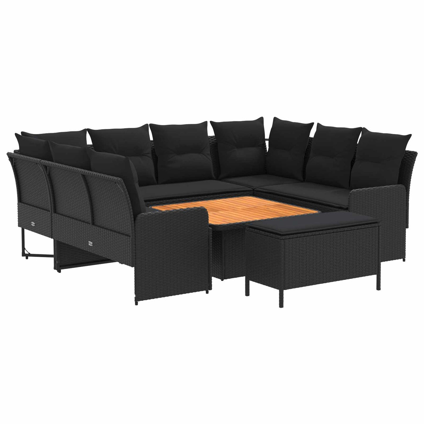 vidaXL Σύνολα επίπλων με μαξιλάρι 7 pcs Μαύρο Ράτα PE