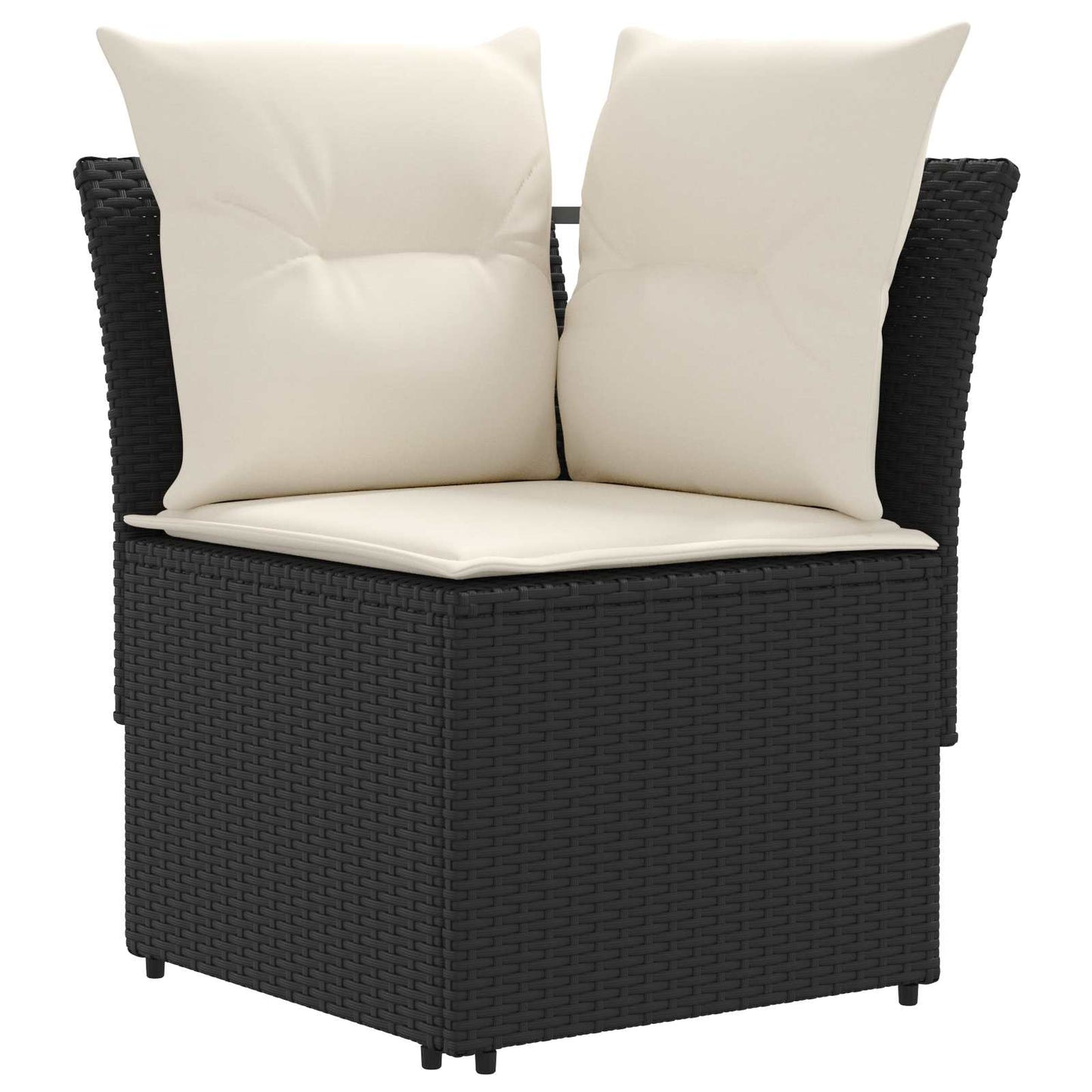 vidaXL Σύνολα επίπλων με μαξιλάρι 7 pcs Μαύρο και Κρέμα Ράτα PE