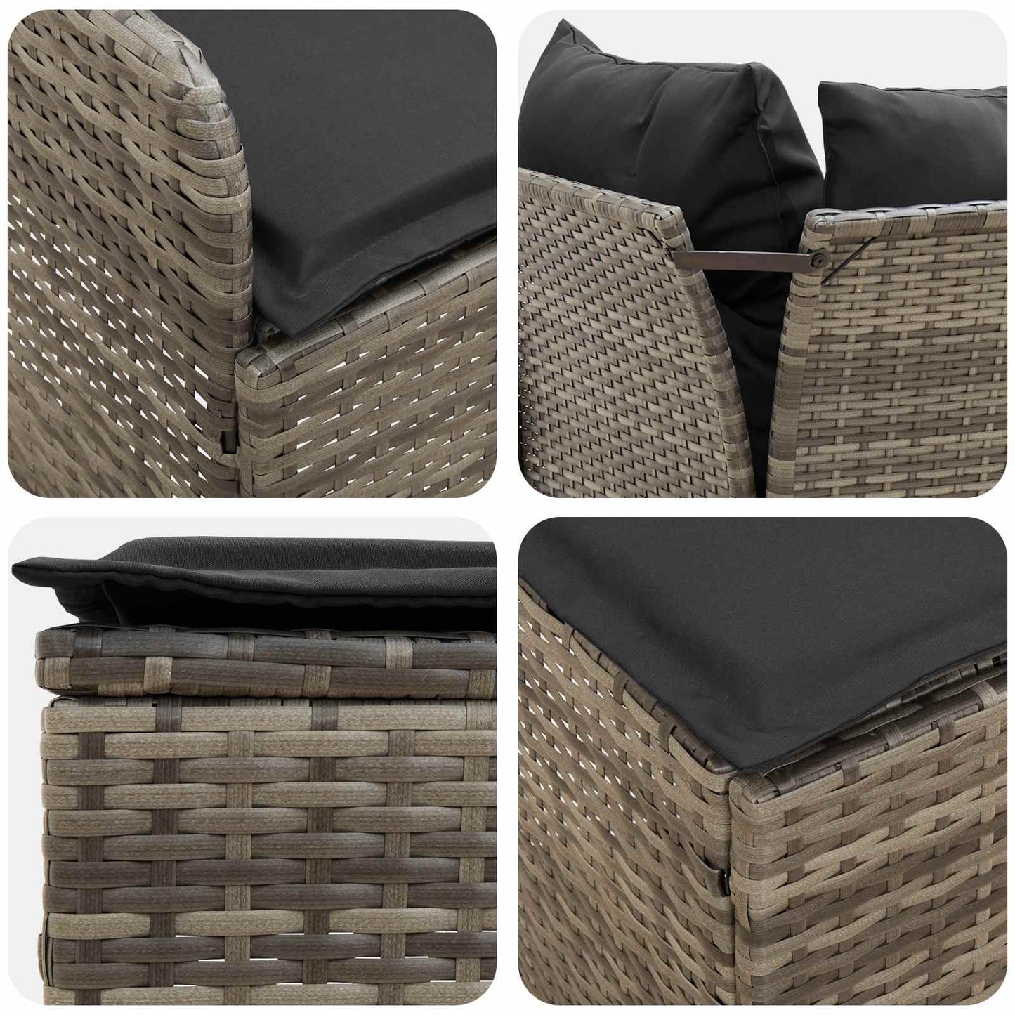 vidaXL Σύνολα επίπλων με μαξιλάρι 7 pcs Γκρι και Σκούρο Γκρι Ράτα PE