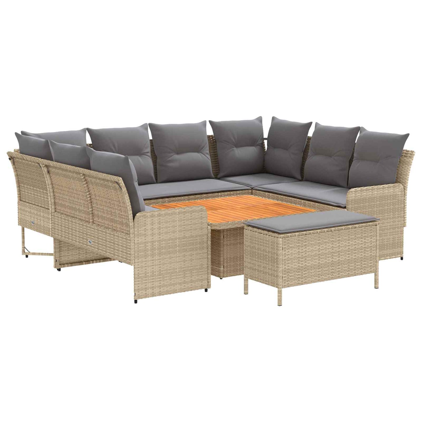 vidaXL Σύνολα επίπλων με μαξιλάρι 7 pcs Μπέζ και Ανοιχτό Γκρι Ράτα PE