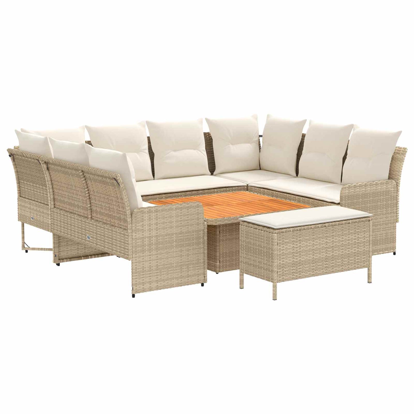 vidaXL Σύνολα επίπλων με μαξιλάρι 7 pcs Μπεζ και Κρέμα Ράτα PE