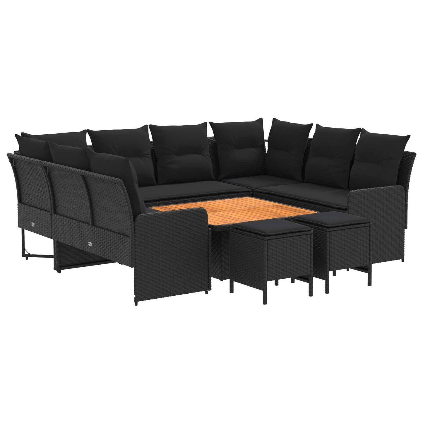 vidaXL Σύνολα επίπλων με μαξιλάρι 8 pcs Μαύρο Ράτα PE