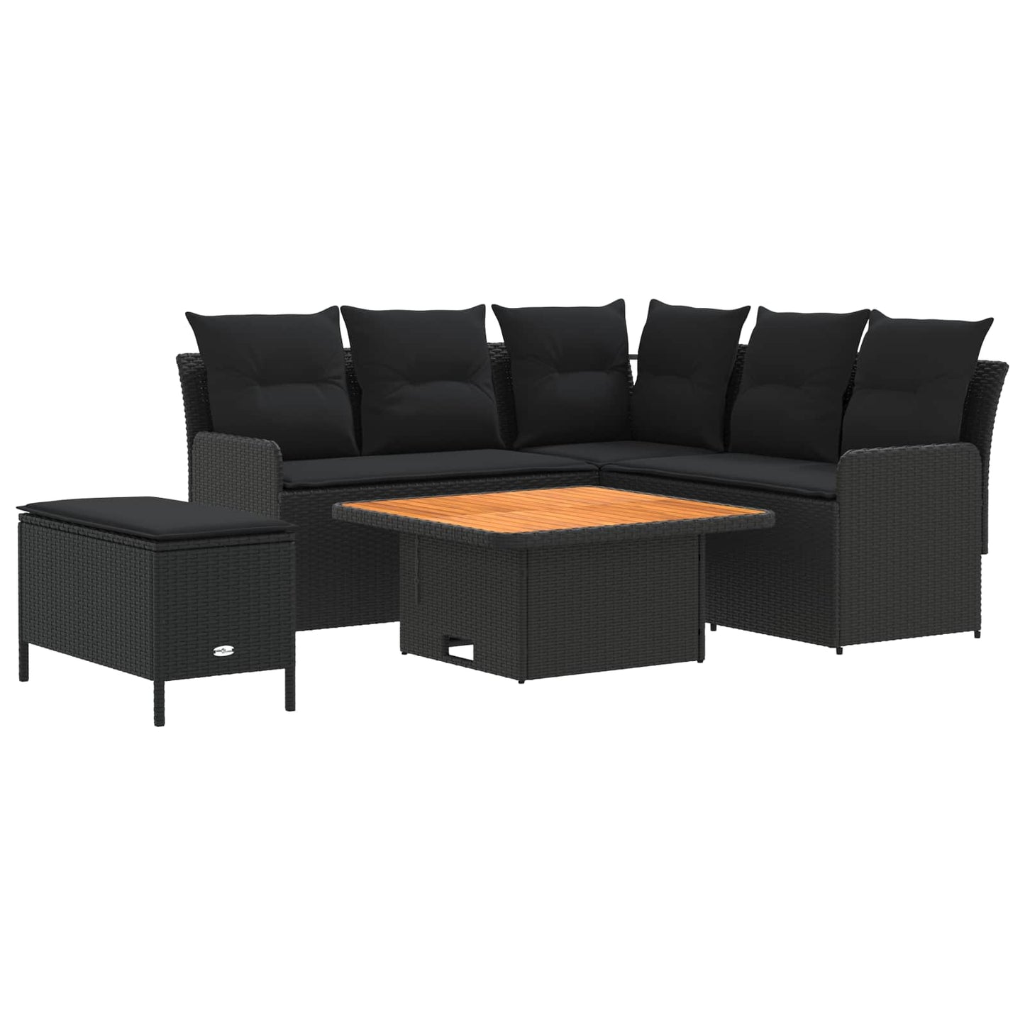 vidaXL Σύνολα επίπλων με μαξιλάρι 5 pcs Μαύρο Ράτα PE