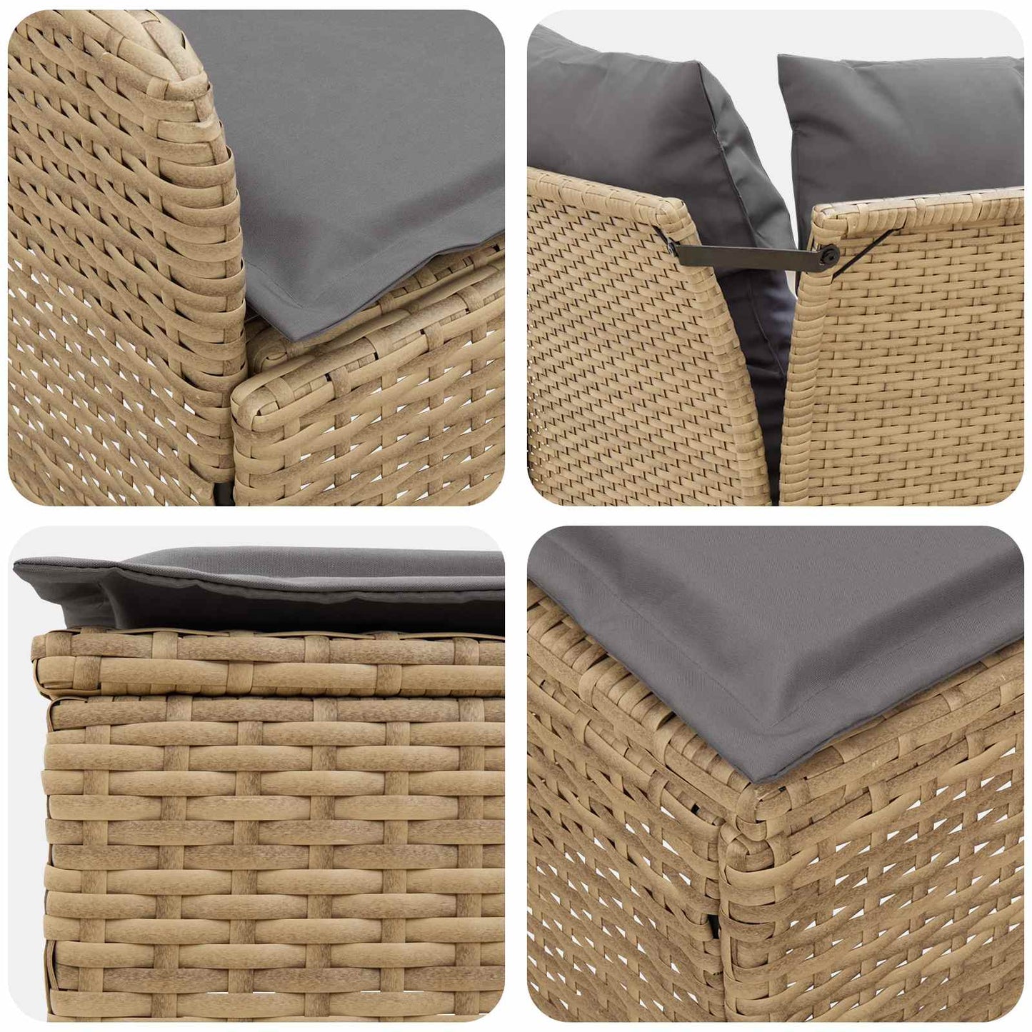 vidaXL Σύνολα επίπλων με μαξιλάρι 5 pcs Μπέζ και Ανοιχτό Γκρι Ράτα PE