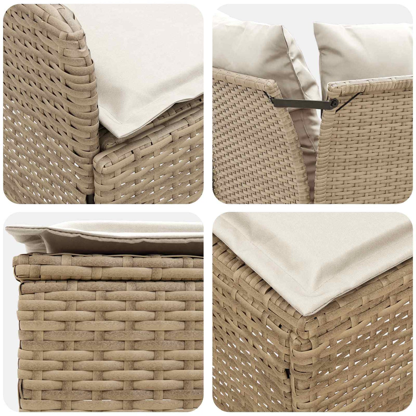 vidaXL Σύνολα επίπλων με μαξιλάρι 5 pcs Μπεζ και Κρέμα Ράτα PE